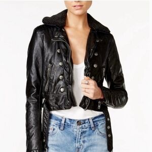 Free People Black Vegan Moto Biker Jacket Size L
